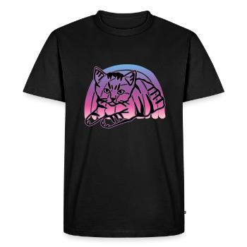 Chat graphique Retro Cat pour les propriétaires de chats - T-shirt Premium bio Homme - noir - Devant - Nico (187cm)