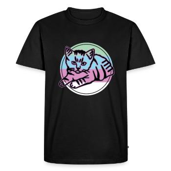 Chat graphique Retro Cat pour les propriétaires de chats - T-shirt Premium bio Homme - noir - Devant - Nico (187cm)