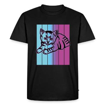 Chat graphique Retro Cat pour les propriétaires de chats - T-shirt Premium bio Homme - noir - Devant - Nico (187cm)