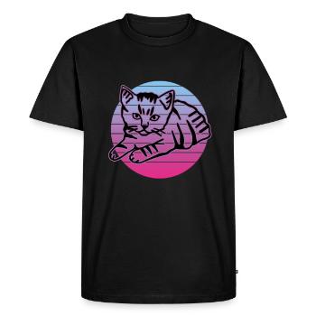 Chat graphique Retro Cat pour les propriétaires de chats - T-shirt Premium bio Homme - noir - Devant - Nico (187cm)