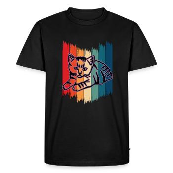 Chat graphique Retro Cat pour les propriétaires de chats - T-shirt Premium bio Homme - noir - Devant - Nico (187cm)