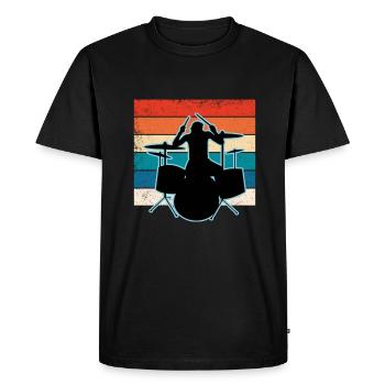 Batteur et batterie - T-shirt Premium bio Homme - noir - Devant - Nico (187cm)