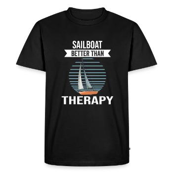 Voilier voilier mieux que la thérapie - T-shirt Premium bio Homme - noir - Devant - Nico (187cm)