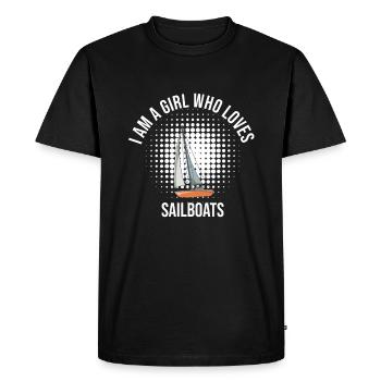 Voilier Je suis une fille qui aime les voiliers - T-shirt Premium bio Homme - noir - Devant - Nico (187cm)