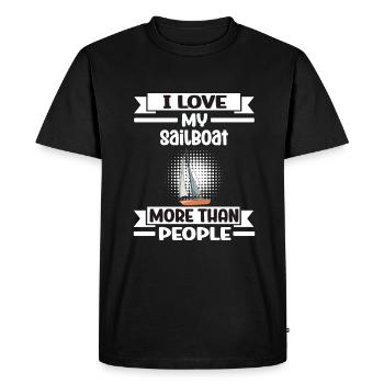Voilier J’aime mon voilier plus que les gens - T-shirt Premium bio Homme - noir - Devant - Nico (187cm)