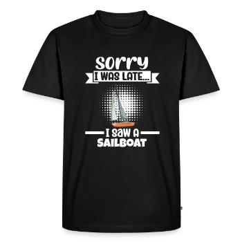 Voilier Désolé J’étais en retard J’ai vu un voilier - T-shirt Premium bio Homme - noir - Devant - Nico (187cm)