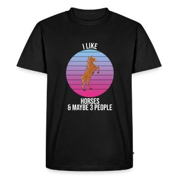 J'aime les chevaux et peut-être 3 personnes - T-shirt Premium bio Homme - noir - Devant - Nico (187cm)