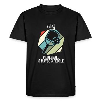 J’aime le pickleball et peut-être 3 personnes - T-shirt Premium bio Homme - noir - Devant - Nico (187cm)