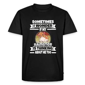 Je préfère être avec mon hamster - T-shirt Premium bio Homme - noir - Devant - Nico (187cm)