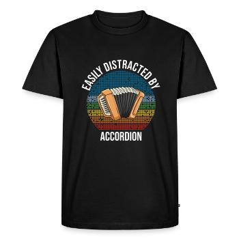 Facilement distrait par l’accordéon - T-shirt Premium bio Homme - noir - Devant - Nico (187cm)