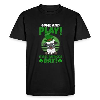 Sheep Shamrocks Saint Patrick's Day - Men's Premium Organic T-Shirt - black - Front - Nico (187cm)