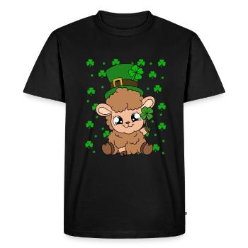 Sheep Shamrocks Saint Patrick's Day - Men's Premium Organic T-Shirt - black - Front - Nico (187cm)