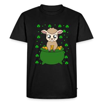 Sheep Shamrocks Saint Patrick's Day - Men's Premium Organic T-Shirt - black - Front - Nico (187cm)