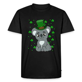 Cute Koala with Hat Saint Patrick's Day - Men's Premium Organic T-Shirt - black - Front - Nico (187cm)
