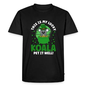 Cute Koala with Hat Saint Patrick's Day - Men's Premium Organic T-Shirt - black - Front - Nico (187cm)