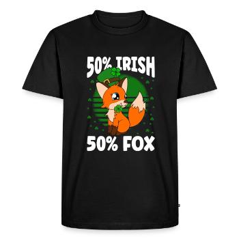 Cute Fox Clover St. Patrick's Day - Men's Premium Organic T-Shirt - black - Front - Nico (187cm)