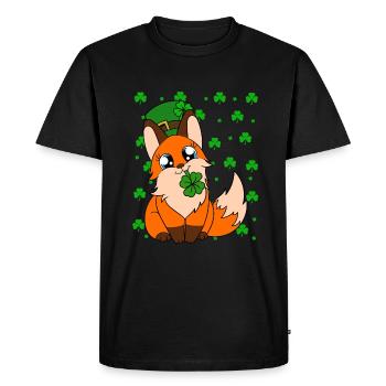 Cute Fox Clover St. Patrick's Day - Men's Premium Organic T-Shirt - black - Front - Nico (187cm)