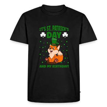 Cute Fox Clover St. Patrick's Day - Men's Premium Organic T-Shirt - black - Front - Nico (187cm)