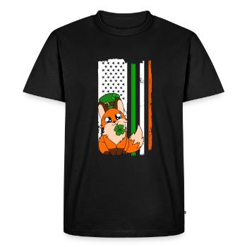 Cute Fox Clover St. Patrick's Day - Men's Premium Organic T-Shirt - black - Front - Nico (187cm)