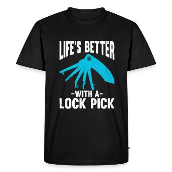Life's Better With A Lock Pick - Men's Premium Organic T-Shirt - black - Front - Nico (187cm)
