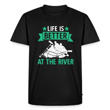 River Rafting Life Is Better At The Rivier - Men's Premium Organic T-Shirt - black - Front - Nico (187cm)