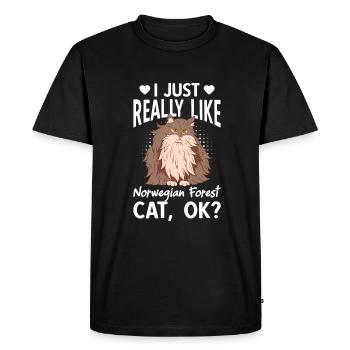 J’aime vraiment le chat de la forêt norvégienne - T-shirt Premium bio Homme - noir - Devant - Nico (187cm)