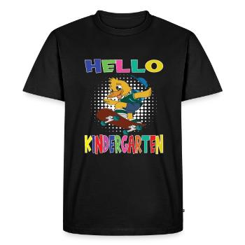 Hello Kindergarten Skateboarding Duck - Men's Premium Organic T-Shirt - black - Front - Nico (187cm)