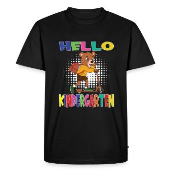 Hello Kindergarten Bear With Scooter - Men's Premium Organic T-Shirt - black - Front - Nico (187cm)