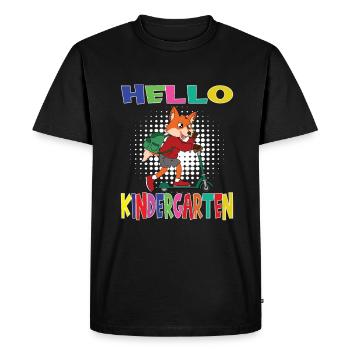 Hello Kindergarten Fox With Scooter - Men's Premium Organic T-Shirt - black - Front - Nico (187cm)