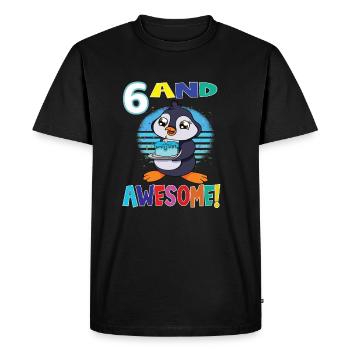 6 Et génial anniversaire Pingouin Anniversaire - T-shirt Premium bio Homme - noir - Devant - Nico (187cm)