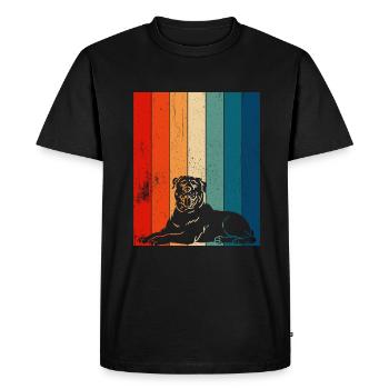 Lignes Rottweiler rétro en détresse - T-shirt Premium bio Homme - noir - Devant - Nico (187cm)