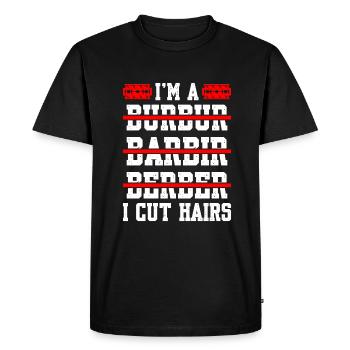 Je suis un coiffeur Je coupe les cheveux - T-shirt Premium bio Homme - noir - Devant - Nico (187cm)