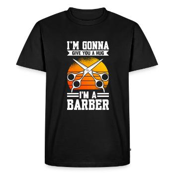 Je vais te faire un câlin Je suis un barbier - T-shirt Premium bio Homme - noir - Devant - Nico (187cm)