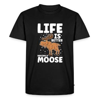 La vie est meilleure avec un orignal - T-shirt Premium bio Homme - noir - Devant - Nico (187cm)