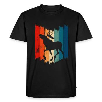 Retro Moose Vintage Moose - Men's Premium Organic T-Shirt - black - Front - Nico (187cm)