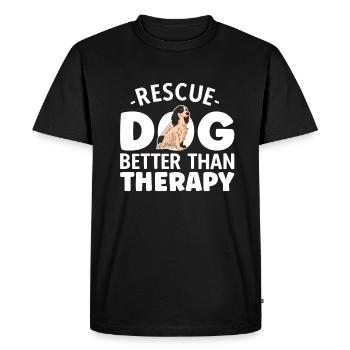 Rescue Dog Better Than Therapy - Men's Premium Organic T-Shirt - black - Front - Nico (187cm)