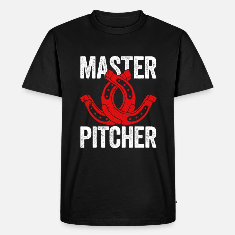 Master Pitcher Horseshoe Pitching - Männer Premium Bio T-Shirt - Schwarz