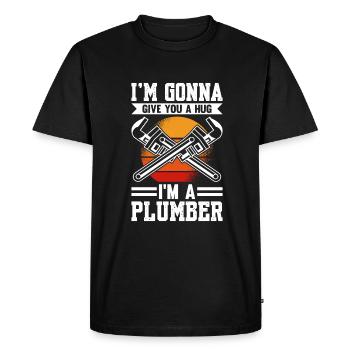 I'm going to Give You A Hug I'm A Plumber - Men's Premium Organic T-Shirt - black - Front - Nico (187cm)