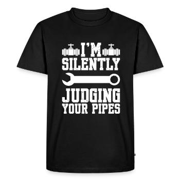 I'm Silently Judging Your Pipes Plumber - Men's Premium Organic T-Shirt - black - Front - Nico (187cm)