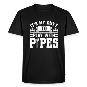 Plumber It's My Duty To Play With Pipes - Men's Premium Organic T-Shirt - black - Front - Nico (187cm)