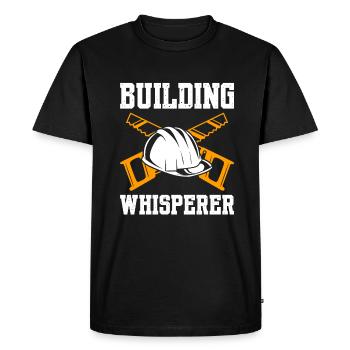 Building Whisperer Construction Worker - Men's Premium Organic T-Shirt - black - Front - Nico (187cm)