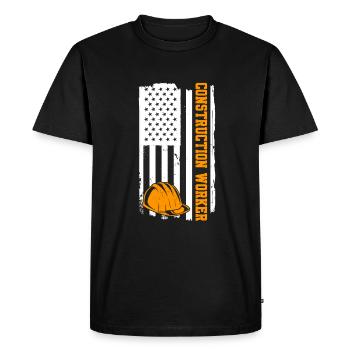 Flag USA Construction Worker - Men's Premium Organic T-Shirt - black - Front - Nico (187cm)
