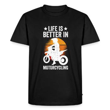 La vie est meilleure en moto - T-shirt Premium bio Homme - noir - Devant - Nico (187cm)