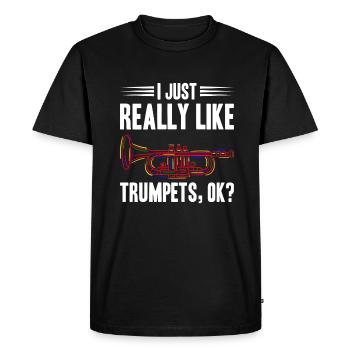 J’aime vraiment les trompettes ok - T-shirt Premium bio Homme - noir - Devant - Nico (187cm)
