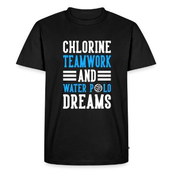 Chlorine Teamwork And Water Polo Dreams - Men's Premium Organic T-Shirt - black - Front - Nico (187cm)
