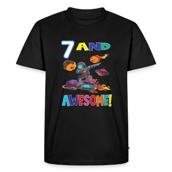 7 Et un astronaute d’anniversaire génial - T-shirt Premium bio Homme - noir - Devant - Nico (187cm)