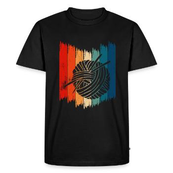 Retro Crochet Vintage Crochet - Men's Premium Organic T-Shirt - black - Front - Nico (187cm)