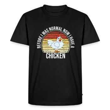 Drôle de poulet disant poulet - T-shirt Premium bio Homme - noir - Devant - Nico (187cm)