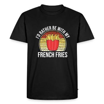 Frites amusantes Frites drôles - T-shirt Premium bio Homme - noir - Devant - Nico (187cm)