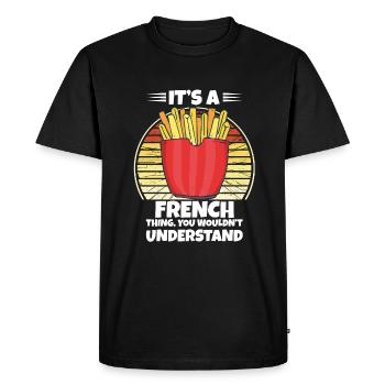 Frites amusantes Frites drôles - T-shirt Premium bio Homme - noir - Devant - Nico (187cm)